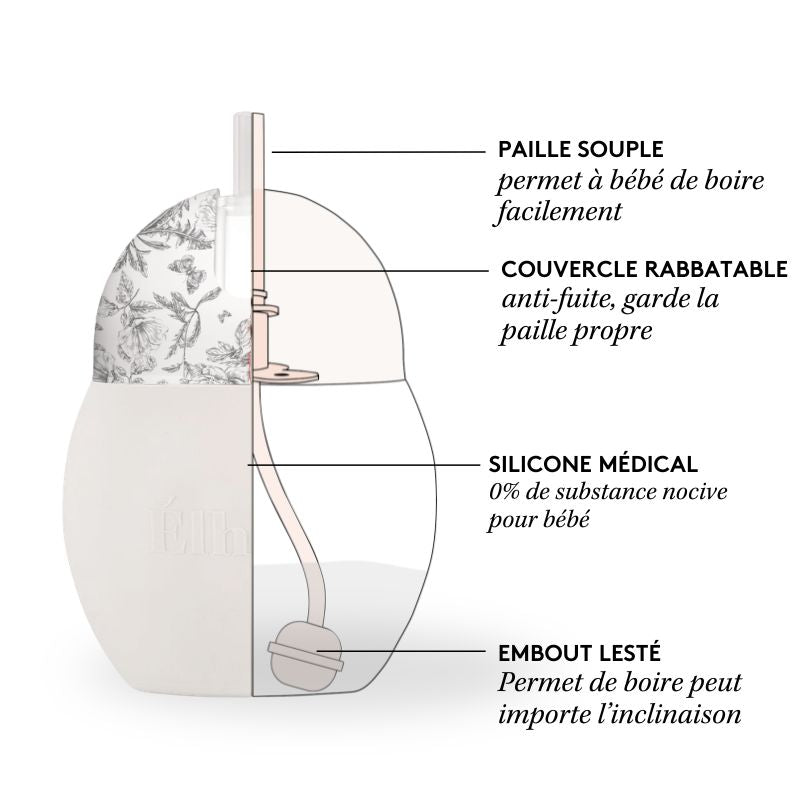 Embout paille lestée | Toile de jouy Gris