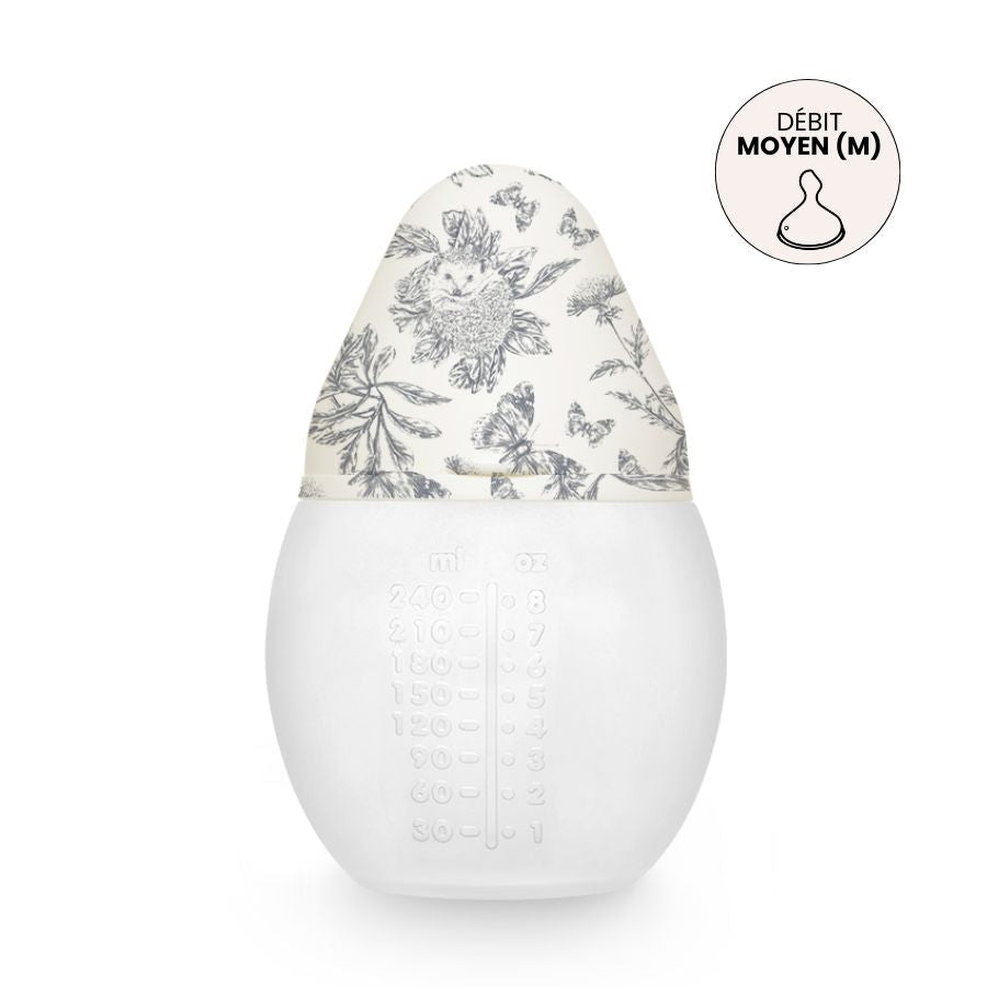 Biberon 240 ml | Tartine et Chocolat "Toile de Jouy" Gris - Élhée