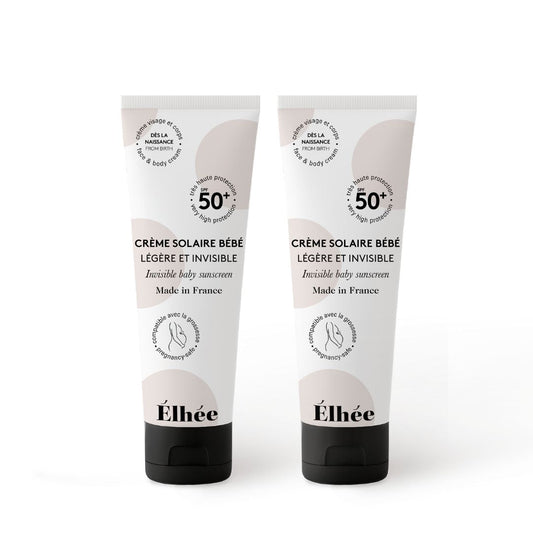 Lot de 2 crèmes solaires bébé SPF50+ - Élhée
